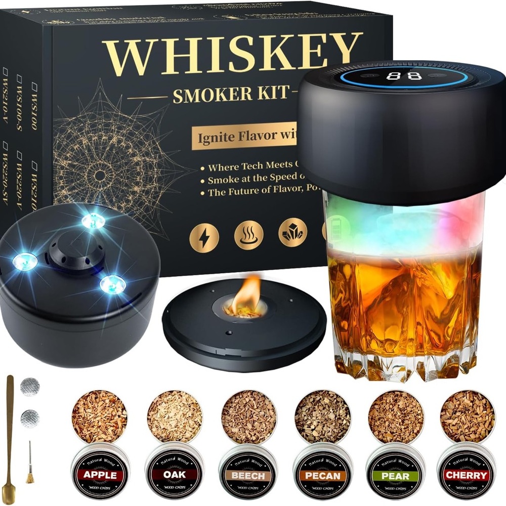 Smoker Kit - Black Whiskey Smoking Lid with LED